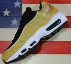 Nike Air Max 95 LX Women Running Shoes Wheat Gold Black White Satin [AA1103-700]