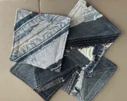 COASTERS set of 4 DENIM RECYCLED handmade patchwork man cave, mug rug tea beer