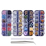 Nail Art Rhinestones and Gems, 4 Boxes Mixed Nail Art Supplies Glitter Set 1