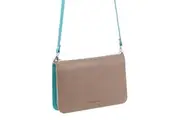 Pierre Cardin Genuine Leather Ladies Wallet Clutch Bag - Taupe/Turquoise