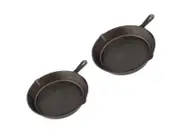 2 x Adventure Kings Skillet Pan Cooking Camping Kitchen 26cm Diameter Cast Iron lips