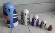 Wooden set of nesting dolls "Birds", 5 pcs, John Lewis & Partners, new, UK