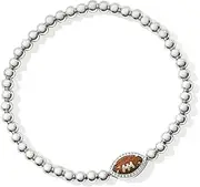 Football Game Day Bracelets for Women Silver Beaded Stretch Bracelets Sports Fan Bracelet Accessories, Medium, Copper, no gemstone