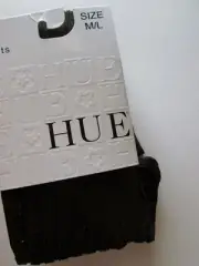 HUE Wide Ribbed TIGHTS with Control Top M/L Espresso DARK BROWN NEW