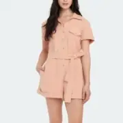 Revolve Auguste The Label Patty Tie Belt Playsuit In Blush Size 4/ US 0