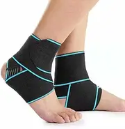 2Pcs Support Braces - Breathable Adjustable Compression Ankle Sports Wrap. For Men & Women - Stabilize Ligaments - Eases Swelling and Sprained Ankle