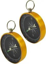 GALPADA 1 Pair Compass Keychain Handheld Compass Keychain Portable Compass Small Compass for Hiking Compass for Car Compasses Mini Pocket Compass Small Pocket Compass Aluminum Alloy Golden