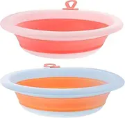 UPKOCH 2Pcs Washbasin Cartoon Face Foot Basin Portable Folding Design for Newborns for Washing and Storage Lightweight Convenient for Home Use