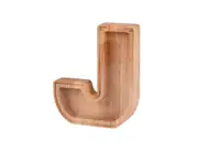 Wooden Piggy Bank English Alphabet J Coin Money Box Education Gift for Christmas Birthday Home Decoration