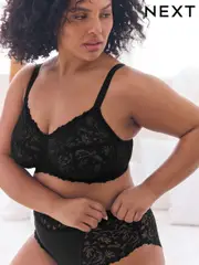 Black Total Support Non Pad Non Wire Full Cup Lace Ultimate Comfort Bra B-H (M76226) | $45
