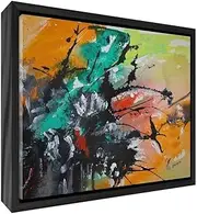 Giclée Printed Solid Black Surround &ltAbstract Nature> 34 x 24 x 3cm (Small), Canvas, Wooden Frame, Multi-Colour, 34 x 24 x 3 cm