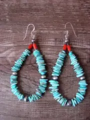 Sterling Silver Santo Domingo Turquoise Nugget Earrings by Lovato