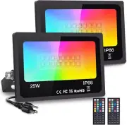 LED Flood Light Outdoor, 25W RGB Color Changing Floodlights Stge Lights Indoor P