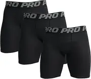 [Lanbaosi] 3 Pack Mens Compression Shorts Athletic Running Underwear for Men Gym Workout Sports Base Layer Short Tights