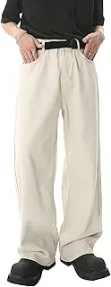 [Qolkmuiy-GJ] Men's Regular Fit Bootcut Jeans Casual Loose 90s Vintage Denim Pants Hip Hop Baggy Cowboy Trousers