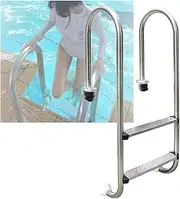 Swimming Pool Ladder, Stainless Steel Thickness Pool Ladder,2/3 Steps Entry and Exit Swimming Pool Step for Pool Water Park(2-Steps1.5mm)