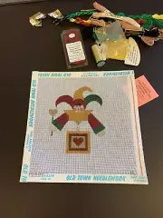 hand painted needlepoint canvas. Jester With Threads