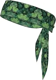 Transparent Palm Leaf Pattern Sports Strap Double-Sided Headscarf Men's Bow Tie Sports Headscarf Running Yoga Exercise Headband