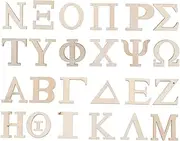WHAMVOX Educational Learning Toy 48pcs Greek Alphabet Learning Tiles Wooden Letters Number Crafts Party Decorations