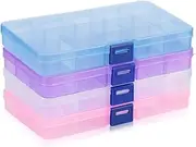 AIMALL 10 Pcs Small 15-Compartment Storage Box with Lid, Portable Clear Jewellery Organiser for Accessories, Hardware Parts, Crafts, and Office Supplies, 7.9 x 4 x 0.86 Inch