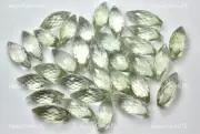 3 Match Pair, 100% Natural Green Amethyst Faceted Dew Drop Beads, Size-8x20mm