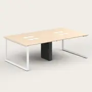 Recess Quad Desk | Office Desk | Office Workstation, Maple / White / Boxed