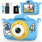 AnnuoYi Children's Camera,Astronauts Kids Camera,12.0 MP and 2000W pixelsDigital Video Camera with Cute Silicone Cover, Rechargable Video Recorder with 32G SD Card, Game Camera for Boys Girls Gift