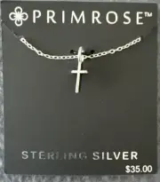 PrimRose Sterling Silver Cross Necklace 18 in Chain Mini Cross