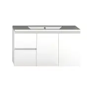 Forme 900mm White Mont Albert Wall Hung Vanity With Porcelain Top - LH Drawers
