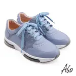 【A.S.O 阿瘦集團】萬步健康氣墊鞋 側拉鍊雙氣囊休閒鞋(淺藍)