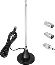AQTAQ Telescopic FM Antenna Indoor with Magnetic Base 3m Extension Cable for 75 Ohm DAB+FM Radio Tuner Stereo AV Audio Video Home Theater Receiver for Pioneer Onkyo Yamaha etc