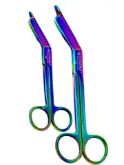 Premium 2 Lister Bandage Nurse Scissors -7.25"+5.5" Multi Titanium Color Rainbow