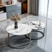 Fin Set Of 2 Modern Round Stacking Coffee Table Center Table Strong Aluminum Frame