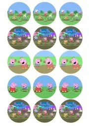 Edible Cupcake Toppers PEPPA PIG Muddy Puddles pre cut