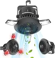Qoosea Solar Camping Fan USB Camping Fan for Tent Rechargeable Tent Fans with Lights Portable Solar Camping Fan with Hook LED Camping Lantern for Outdoor Fishing Car