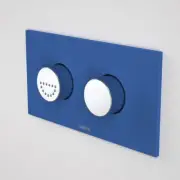 CAROMA INVISI SERIES II® ROUND DUAL FLUSH PLATE & RAISED CARE BUTTONS - BLUE