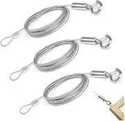Adjustable Picture Hanging Wire, 3 Pcs Picture Rail Hanging System, Heavy Duty Mirror Hanging Wire, Stainless Steel Hanging Wire Rope,Picture Hanging Wire Wire with Loop and Hook for Mirror,Picture