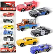 Generic 6pcs Metal Lightning McQueen Jackson Cruz Daniel Mater Sheriff Cars Toy Car Set for Children Aged 3-8 Years Old