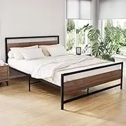 Artiss Queen Metal Bed Frame with Headboard(Base Only), Metal Platform Bed with Easy Assembly, 300kg Capacity Heavy-Duty Metal Slats with Under Bed Storage for Master Bedroom/Guest Room, Black
