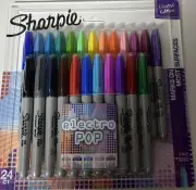 Sharpie Limited Edition Electro Pop Permanent Markers, Fine Point, 24 Count NIP