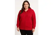 Womens Plus Queen Size Zip Thru Hoodie Jumper Pullover Hood in Red