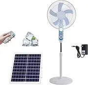 16 Inch Solar Fan DC Motor Quiet Pedestal Fan, Oscillating Fan Solar Powered Standing Fan, Solar Panel Cordless Floor Fan, For Office Home Outdoor Camping(B)