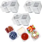 15Pc Double Compartment Condiment Container Reusable Snack Container 2 Condiment