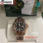 高端精品 勞力士 ROLEX 男士金色機械手錶玫瑰格林尼治系列黑盤倆地時功能男錶 精鋼材質保證不掉色 送禮