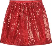[Noomelfish] Girls Sparkly Sequin Skirt Kids Elastic Waist Mini Pencil Skirts (5-12 Years)