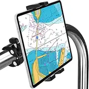 woleyi Boat Helm Tablet Mount, Marine Pole Rail Phone iPad Holder, Boat Handle Bar Post Rod Clamp with 360 Rotation, for iPad Pro 12.9 Air Mini, Galaxy Tabs, iPhone, More 4-13 Cellphones and Tablets