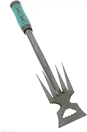 MIXNEX Portable 5 Teeth Manganese Steel Weeding Tool - Standing Weed Killer with Long Handle for Weeding and Garden Planting - Heavy Duty Gardening Tool Set Including