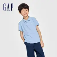 在飛比找momo購物網優惠-【GAP】男童裝 Logo短袖POLO衫-藍色(890536