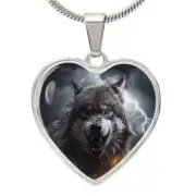 Title: Wolf Necklace, Alpha Wolf Pendant, Fierce Wolf Jewelry, Howling Wolf