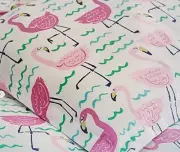 The Company Store FLAMINGOES Organic 100% Cotton Percale QUEEN Sheet Set NIP NEW